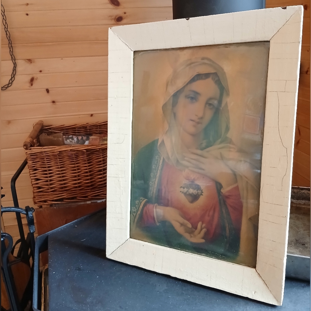 Vintage Chromolithograph the Immaculate Heart of Mary